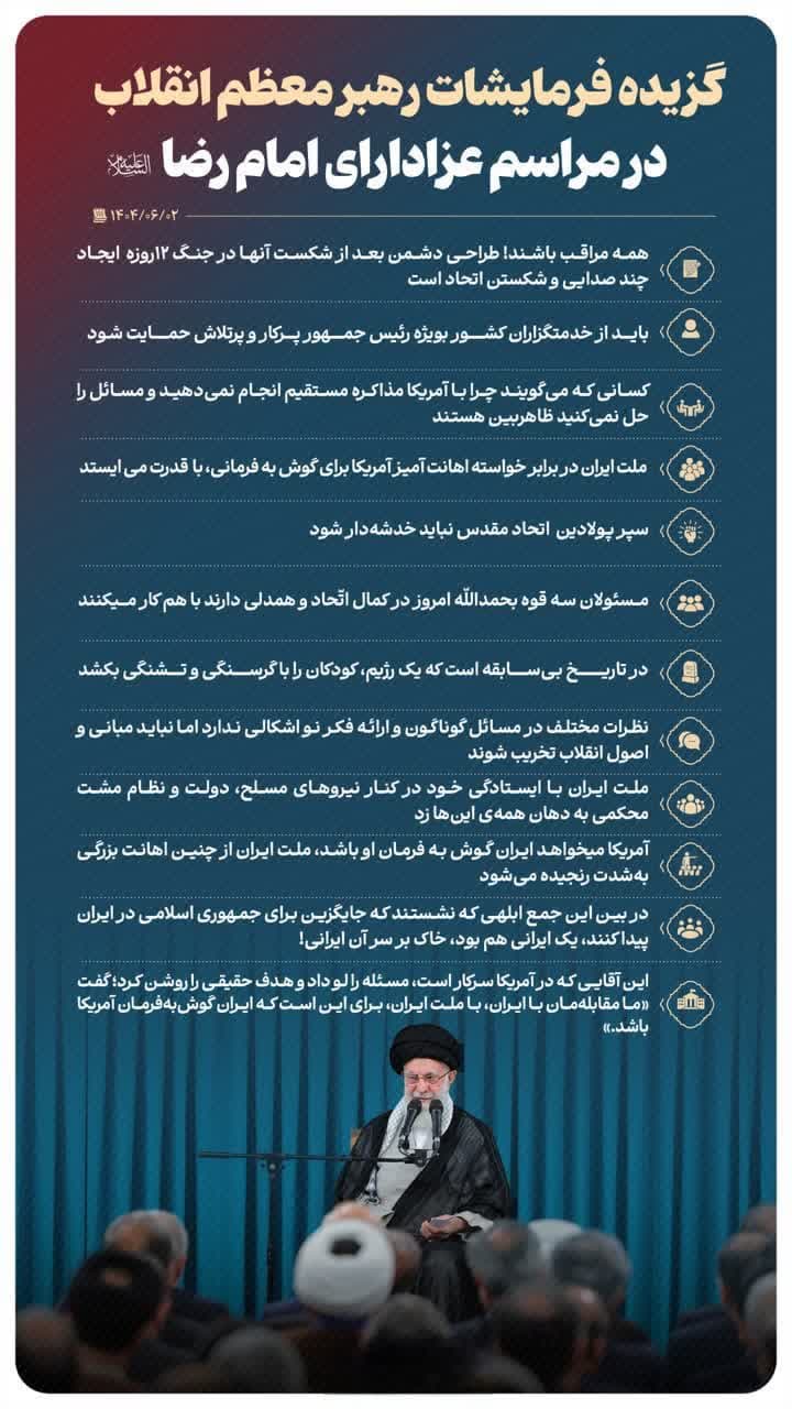 بیانات رهبر انقلاب اسلامی در مراسم عزاداری امام رضا علیه السلام