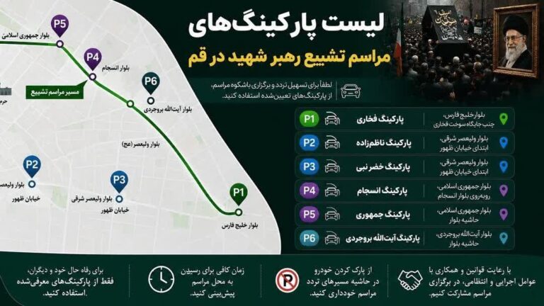 لیست پارکینگ ها استان قم در مراسم تشییع